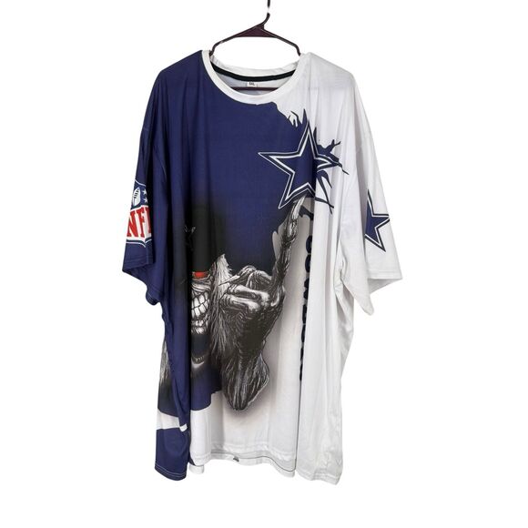 Vintage Dallas Cowboys Graphic Tee 5XL Skull in a Cap Showing Middle Finger - Picture 9 of 11